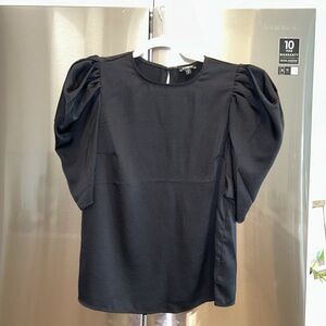 Express Black Puff Sleeve Boxy Blouse